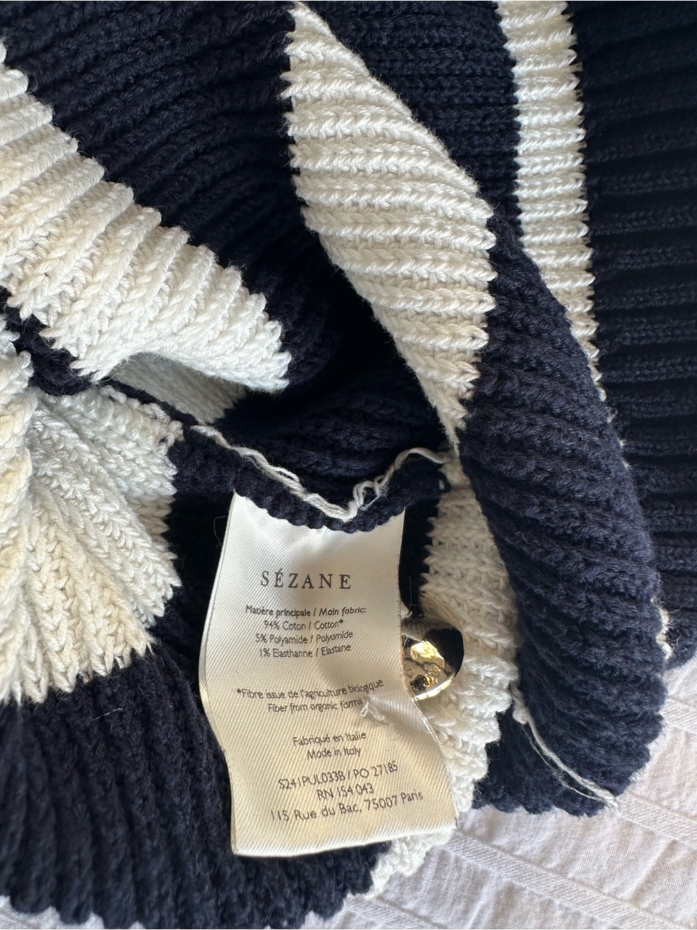 Sezane Gary Jumper in Navy Ecru Stripe - Picture 6 of 7